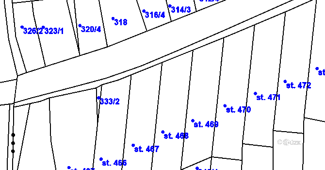 Parcela st. 336/4 v KÚ Žeravice u Kyjova, Katastrální mapa