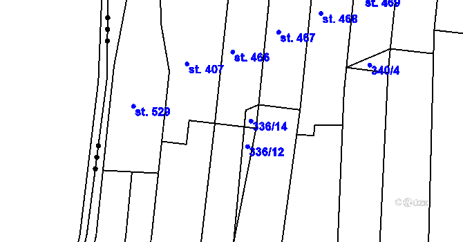 Parcela st. 336/6 v KÚ Žeravice u Kyjova, Katastrální mapa