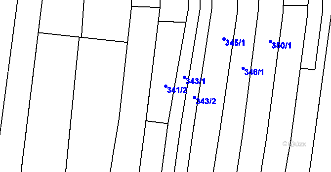 Parcela st. 341/2 v KÚ Žeravice u Kyjova, Katastrální mapa
