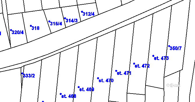 Parcela st. 341/4 v KÚ Žeravice u Kyjova, Katastrální mapa