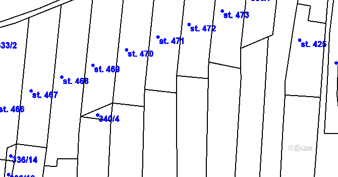 Parcela st. 343/3 v KÚ Žeravice u Kyjova, Katastrální mapa