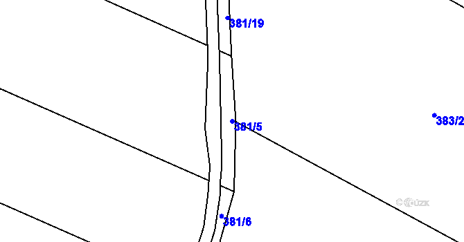 Parcela st. 381/5 v KÚ Žeravice u Kyjova, Katastrální mapa