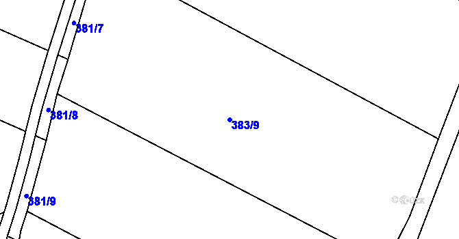 Parcela st. 383/9 v KÚ Žeravice u Kyjova, Katastrální mapa