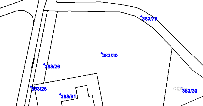 Parcela st. 383/30 v KÚ Žeravice u Kyjova, Katastrální mapa
