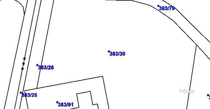 Parcela st. 383/31 v KÚ Žeravice u Kyjova, Katastrální mapa