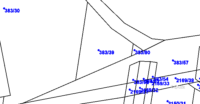 Parcela st. 383/40 v KÚ Žeravice u Kyjova, Katastrální mapa