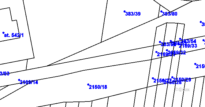 Parcela st. 383/46 v KÚ Žeravice u Kyjova, Katastrální mapa