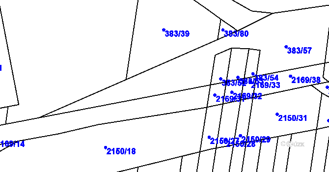 Parcela st. 383/49 v KÚ Žeravice u Kyjova, Katastrální mapa