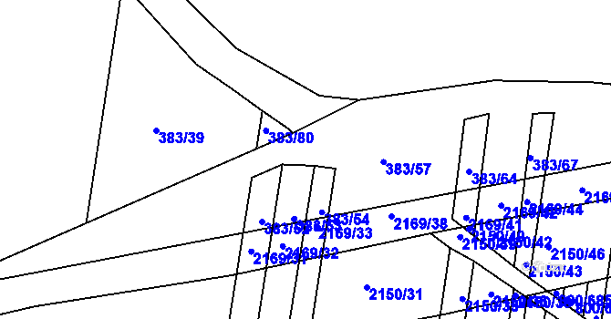 Parcela st. 383/58 v KÚ Žeravice u Kyjova, Katastrální mapa