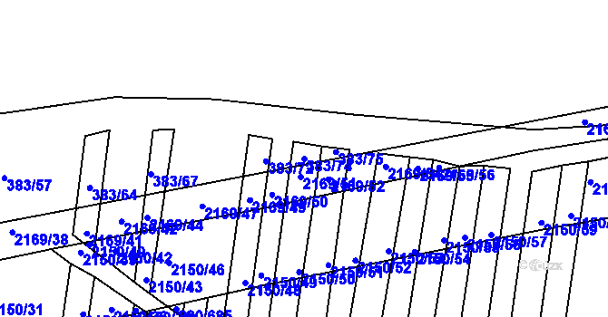 Parcela st. 383/74 v KÚ Žeravice u Kyjova, Katastrální mapa