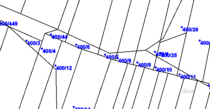 Parcela st. 400/7 v KÚ Žeravice u Kyjova, Katastrální mapa