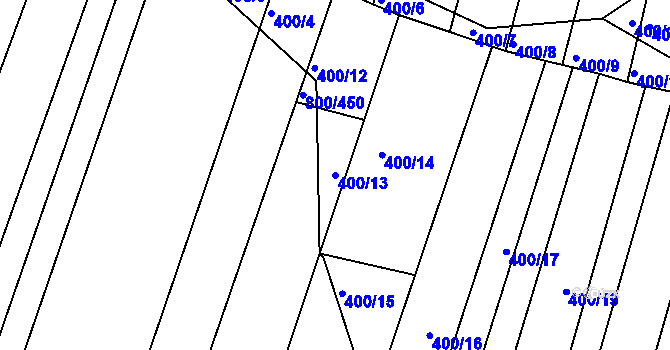 Parcela st. 400/13 v KÚ Žeravice u Kyjova, Katastrální mapa