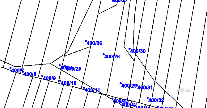 Parcela st. 400/28 v KÚ Žeravice u Kyjova, Katastrální mapa