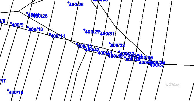 Parcela st. 400/41 v KÚ Žeravice u Kyjova, Katastrální mapa