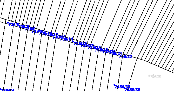 Parcela st. 738/18 v KÚ Žeravice u Kyjova, Katastrální mapa