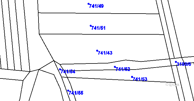 Parcela st. 741/43 v KÚ Žeravice u Kyjova, Katastrální mapa