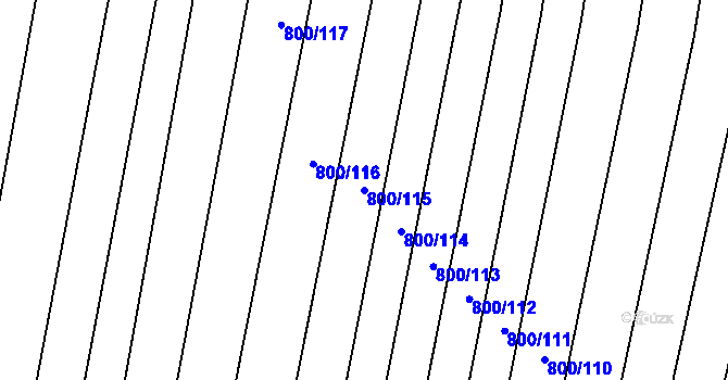 Parcela st. 800/115 v KÚ Žeravice u Kyjova, Katastrální mapa