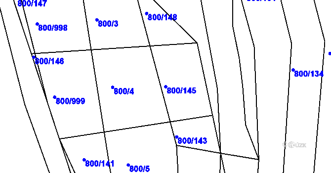 Parcela st. 800/145 v KÚ Žeravice u Kyjova, Katastrální mapa