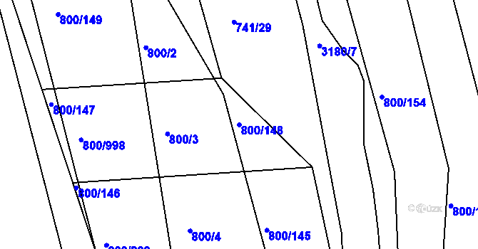 Parcela st. 800/148 v KÚ Žeravice u Kyjova, Katastrální mapa