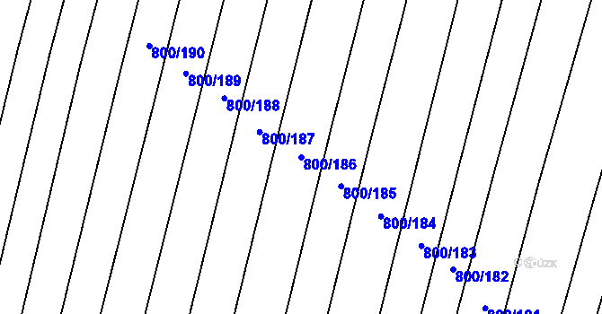 Parcela st. 800/186 v KÚ Žeravice u Kyjova, Katastrální mapa