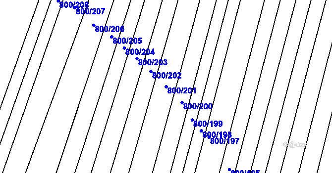 Parcela st. 800/201 v KÚ Žeravice u Kyjova, Katastrální mapa