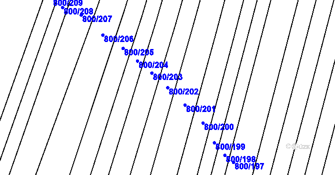 Parcela st. 800/202 v KÚ Žeravice u Kyjova, Katastrální mapa