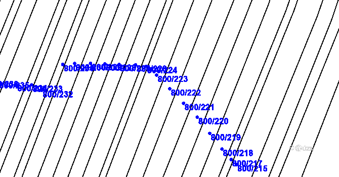 Parcela st. 800/222 v KÚ Žeravice u Kyjova, Katastrální mapa