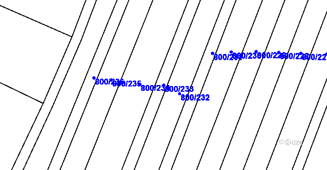 Parcela st. 800/233 v KÚ Žeravice u Kyjova, Katastrální mapa