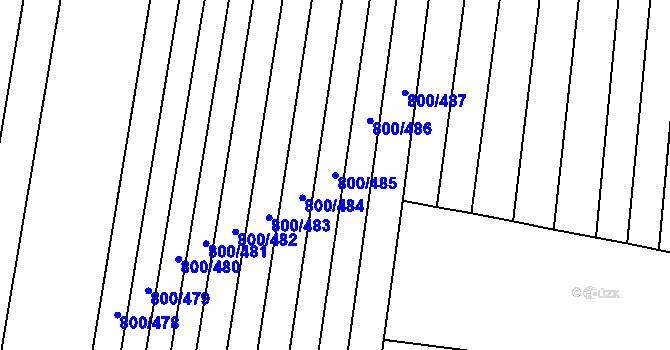 Parcela st. 800/485 v KÚ Žeravice u Kyjova, Katastrální mapa