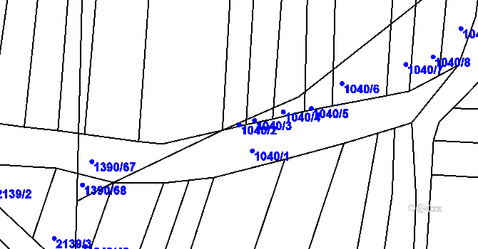 Parcela st. 1040/2 v KÚ Žeravice u Kyjova, Katastrální mapa