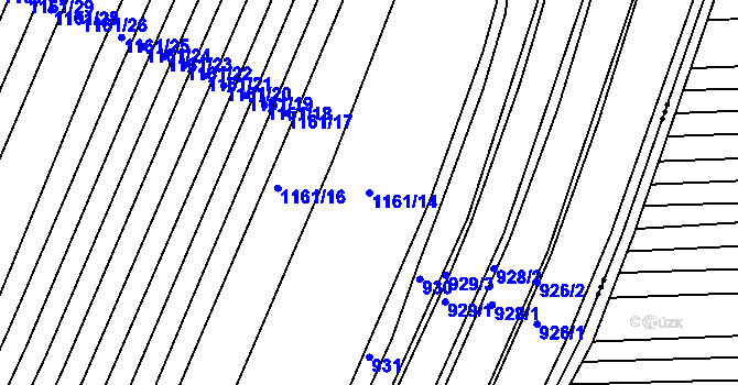 Parcela st. 1161/14 v KÚ Žeravice u Kyjova, Katastrální mapa