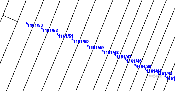 Parcela st. 1161/49 v KÚ Žeravice u Kyjova, Katastrální mapa