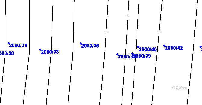 Parcela st. 2000/37 v KÚ Žeravice u Kyjova, Katastrální mapa