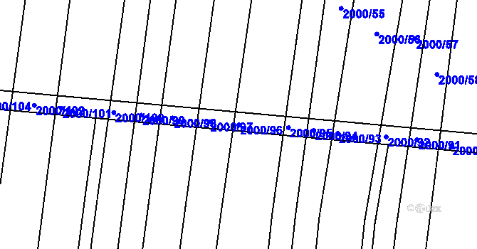Parcela st. 2000/96 v KÚ Žeravice u Kyjova, Katastrální mapa