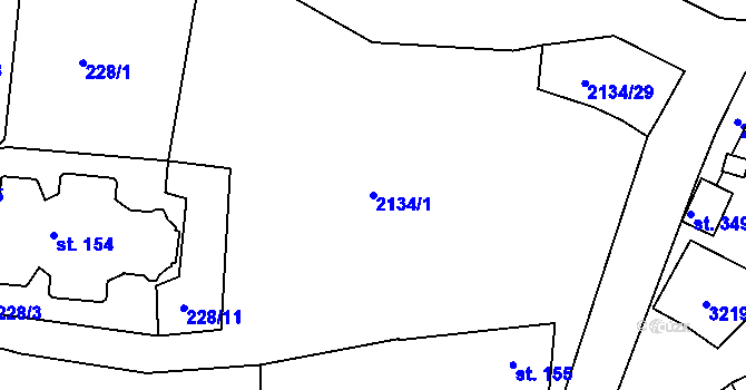 Parcela st. 2134/1 v KÚ Žeravice u Kyjova, Katastrální mapa