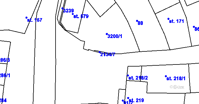Parcela st. 2134/7 v KÚ Žeravice u Kyjova, Katastrální mapa