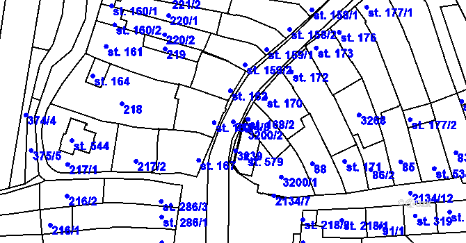 Parcela st. 2134/8 v KÚ Žeravice u Kyjova, Katastrální mapa