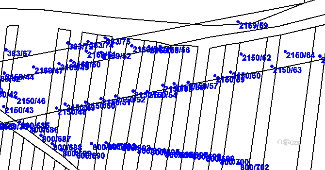 Parcela st. 2150/55 v KÚ Žeravice u Kyjova, Katastrální mapa