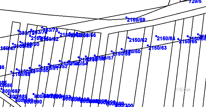 Parcela st. 2150/58 v KÚ Žeravice u Kyjova, Katastrální mapa