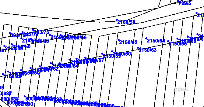 Parcela st. 2150/59 v KÚ Žeravice u Kyjova, Katastrální mapa