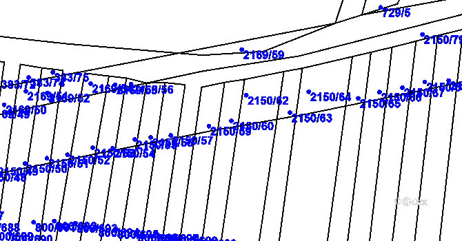 Parcela st. 2150/60 v KÚ Žeravice u Kyjova, Katastrální mapa