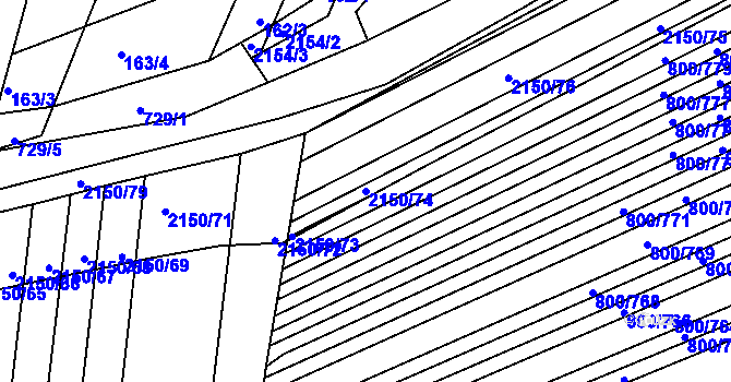 Parcela st. 2150/74 v KÚ Žeravice u Kyjova, Katastrální mapa
