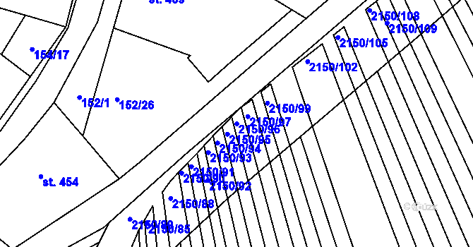 Parcela st. 2150/96 v KÚ Žeravice u Kyjova, Katastrální mapa