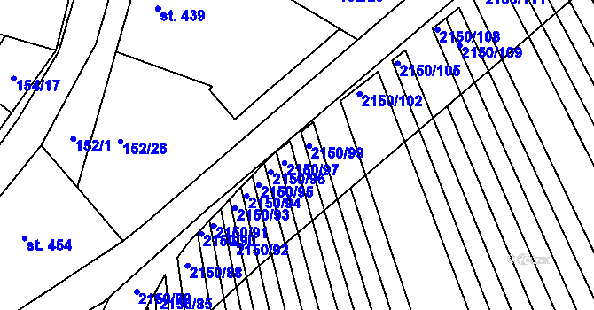 Parcela st. 2150/98 v KÚ Žeravice u Kyjova, Katastrální mapa