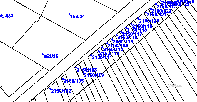 Parcela st. 2150/112 v KÚ Žeravice u Kyjova, Katastrální mapa