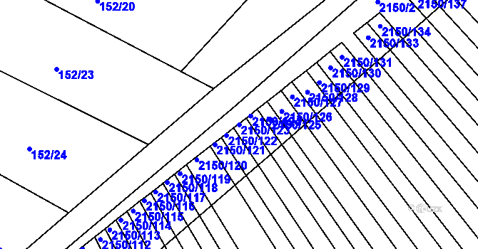 Parcela st. 2150/123 v KÚ Žeravice u Kyjova, Katastrální mapa