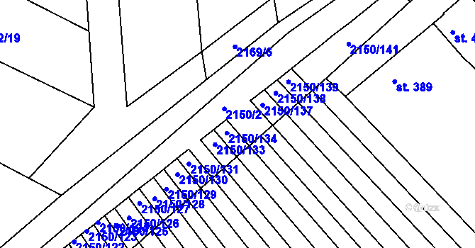 Parcela st. 2150/135 v KÚ Žeravice u Kyjova, Katastrální mapa