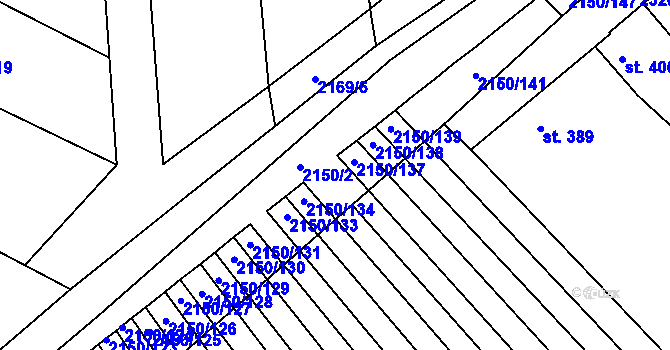 Parcela st. 2150/136 v KÚ Žeravice u Kyjova, Katastrální mapa