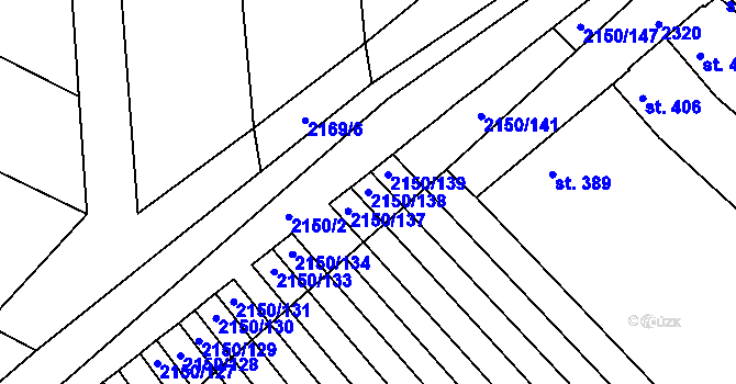 Parcela st. 2150/138 v KÚ Žeravice u Kyjova, Katastrální mapa