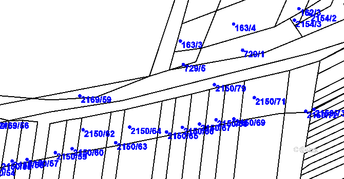 Parcela st. 2150/148 v KÚ Žeravice u Kyjova, Katastrální mapa